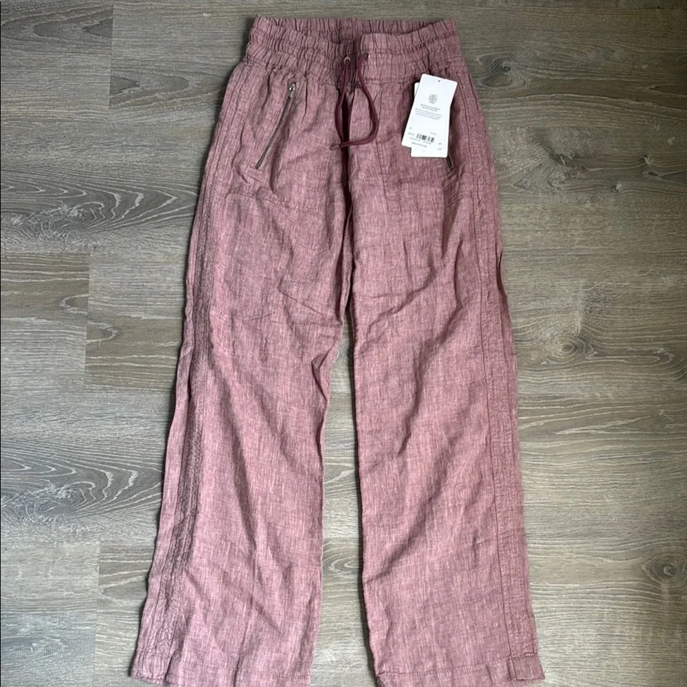 NEW ATHLETA Cabo Pink Linen Drawstring  Pants 2